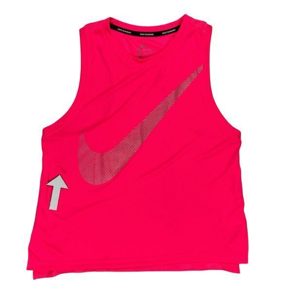 Nike City Core Dry Metallic Big Logo Tank M Pink Athletic Workout Gym Running - Picture 11 of 14